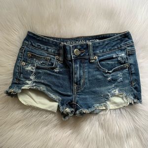 american eagle frayed hem midrise shorts
